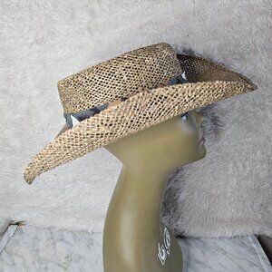 Vintage Somher Wide Brim Tan Straw Hat